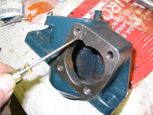 A cracked steering box caused by rainwater getting into the box and then freezing, exploding the housing.