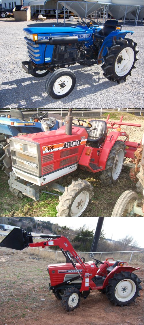 Other Imported Models Other tractors models commonly imported from Japan: (top) Iseki TS1610 (middle) Shibaura P19 (bottom) Yanmar 2020