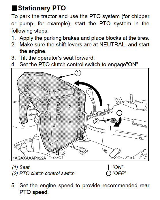 Engage PTO when off the seat. | OrangeTractorTalks - Everything Kubota