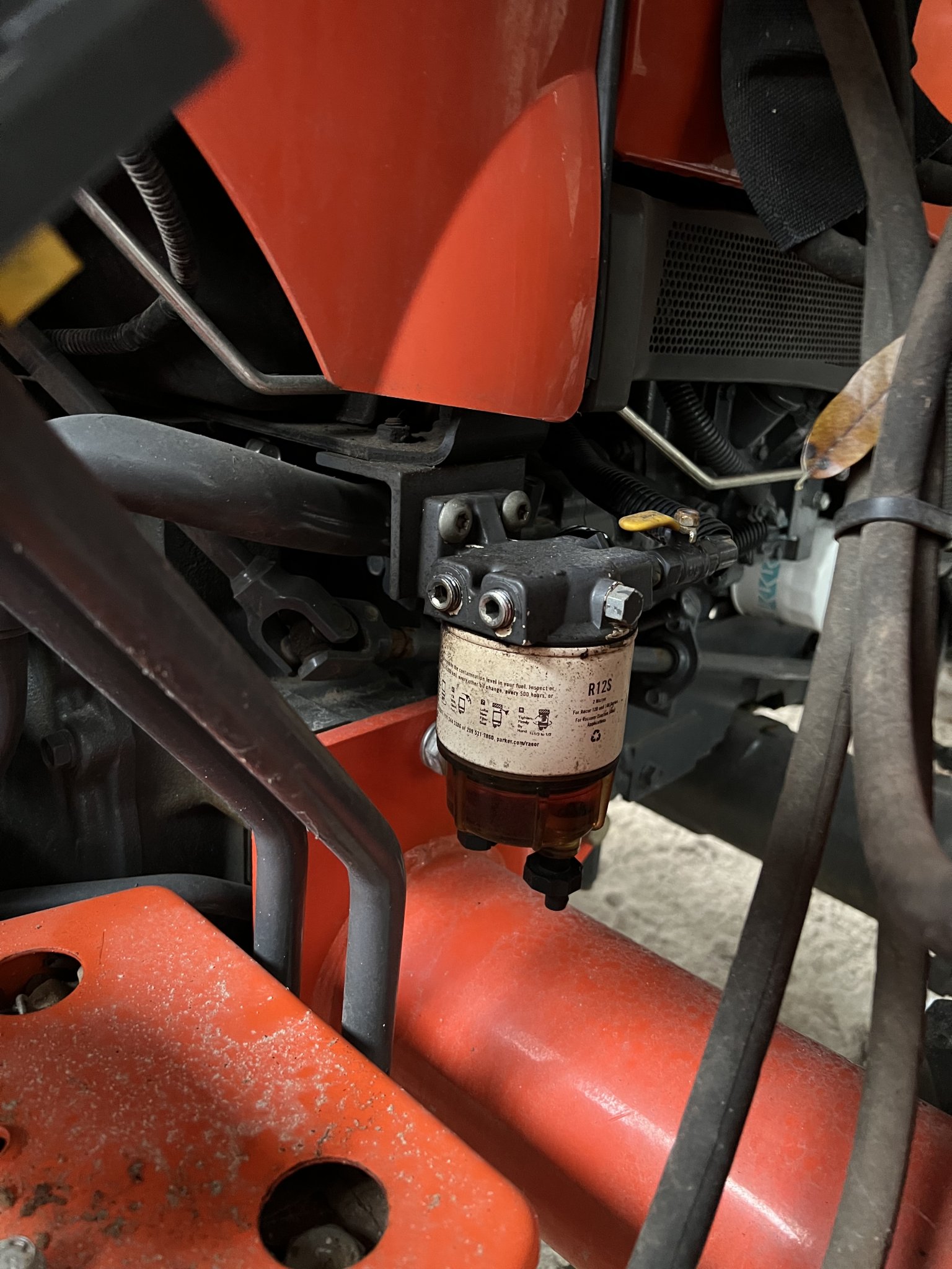 Did it again, broken fuel filter housing. OrangeTractorTalks